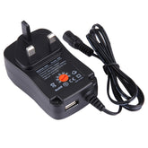 Adaptador de enchufe de pared universal de 30 W con enchufe británico y puerto USB de 5 V 2,1 A, puntas: 8 piezas, longitud del cable: aproximadamente 1,2 m, enchufe británico